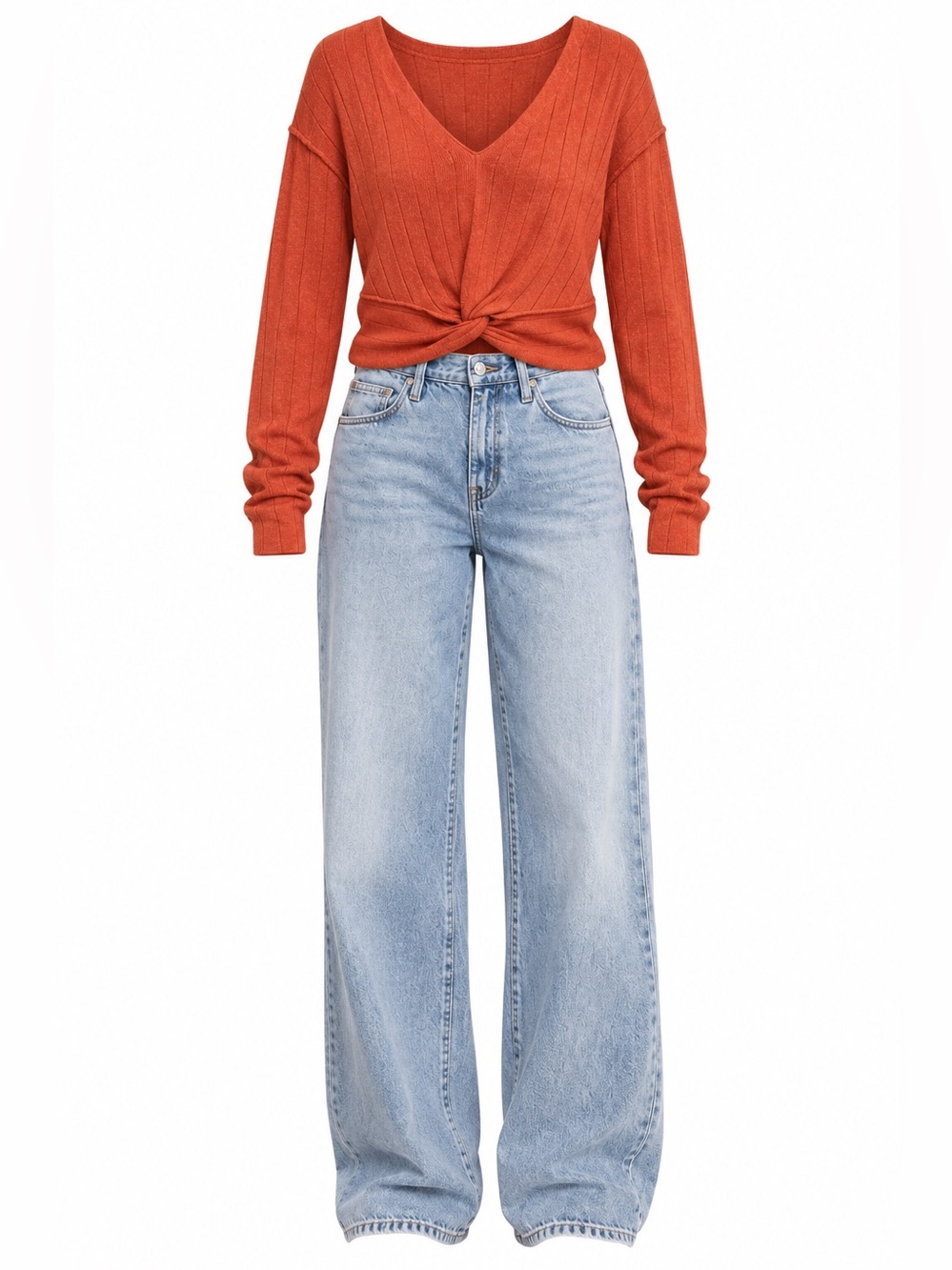 Free People Got Me Twisted Sweater Orange
